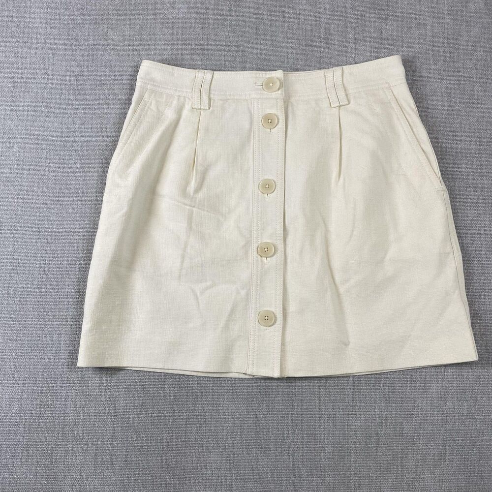 ANINE BING Skirt Womens Small White Button Front Twill A-Line Mini Pockets